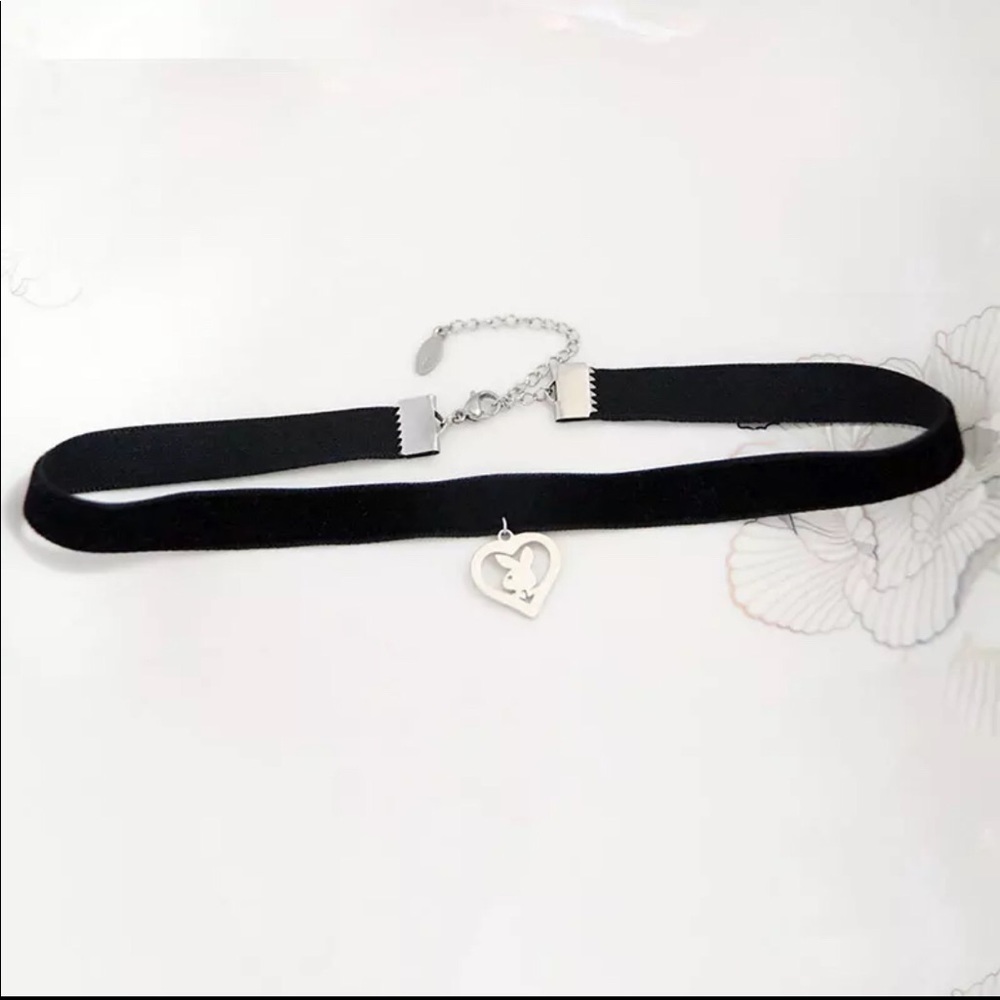 3D bunny Rabbit pendant w/ Black velvet choker